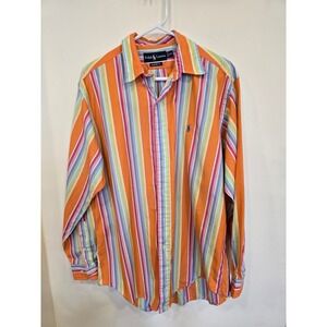 Ralph Lauren Shirt Size Large 16 Multi Color Blue Label‎ Cotton Classic Fit